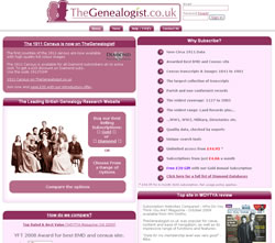 Example of TheGenealogist online research site